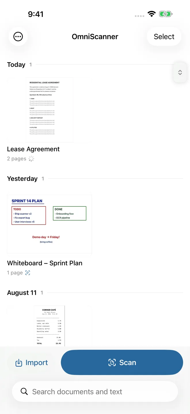 OmniScanner document library